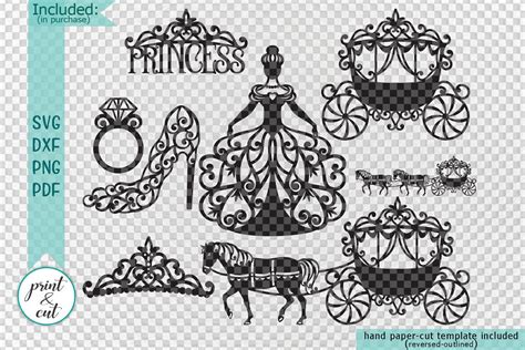 Download Free Wedding Princess Bride Bundle cut out svg dxf templates laser cut Creativefabrica